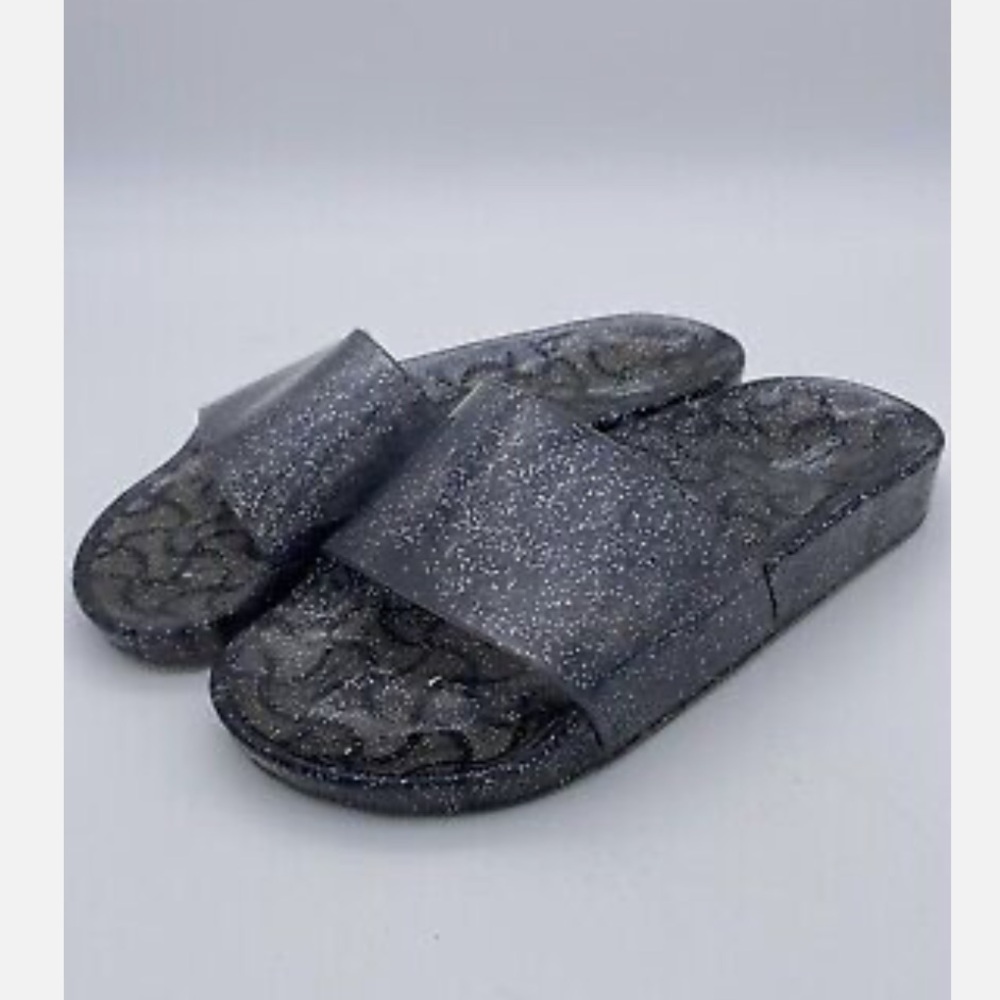 URBAN OUTFITTERS jelly metallic sandals size 7 90s Y2K black silver